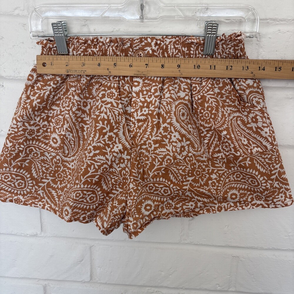 Girls Janie And Jack Kids Size 12 Brown White Elastic Waist Lined Paisley Shorts - Picture 7 of 12